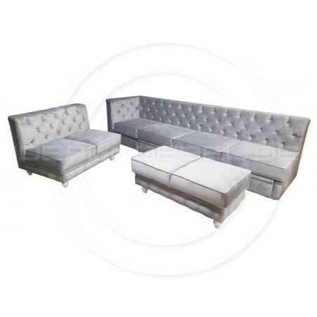 Chesterfield Ecksofa Modulare Celebrity 195x300 mit Schlaffunktion mit einer Sitzbank, Samt