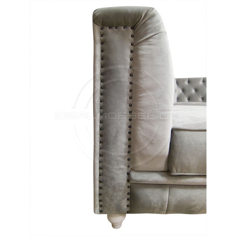 Chesterfield Ecksofa Modulare Celebrity 195x300 mit Schlaffunktion mit einer Sitzbank, Samt