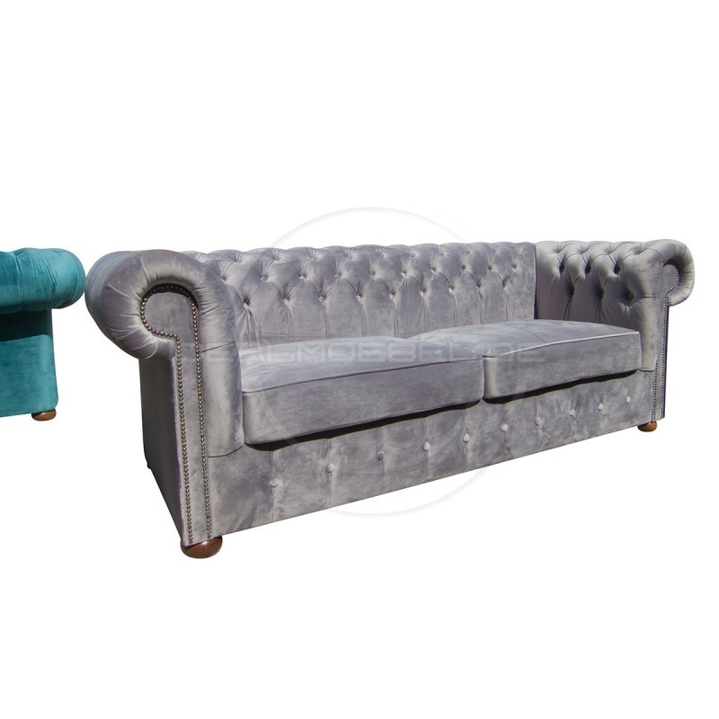 Chesterfield Sofa Classic XL Samt 2,5-Sitzer