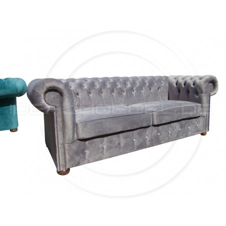 Chesterfield Sofa Classic XL Samt 2,5-Sitzer