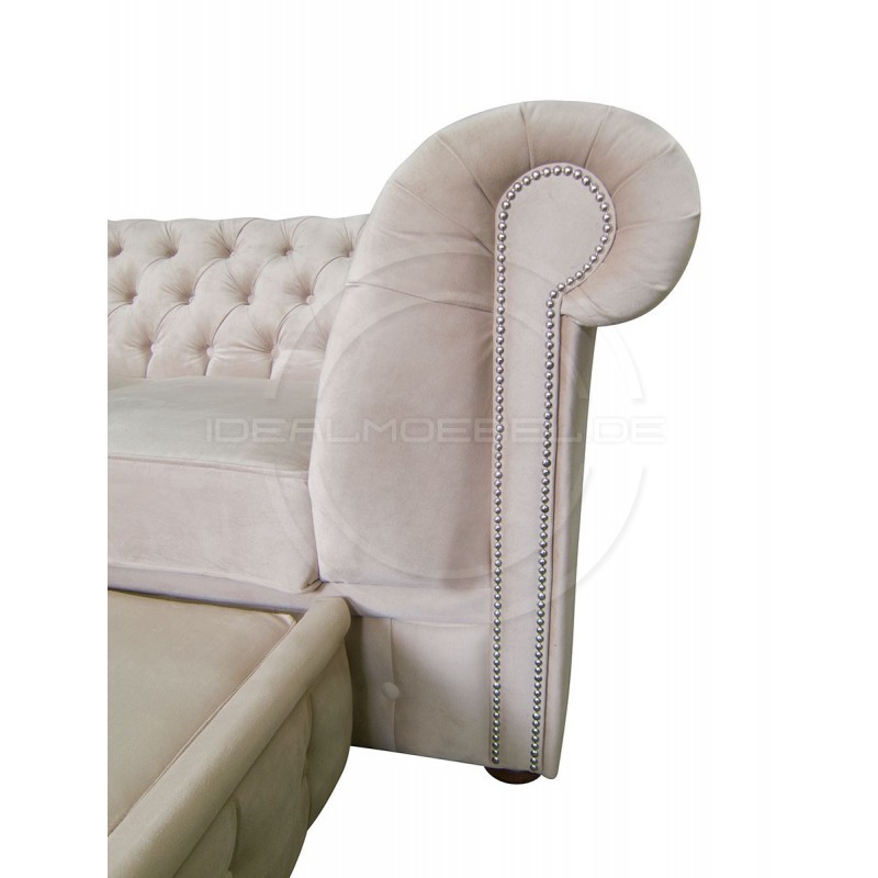 Chesterfield Ecksofa Normal Relax ohne Armlehne 260x200 mit Schlaffunktion, Samt
