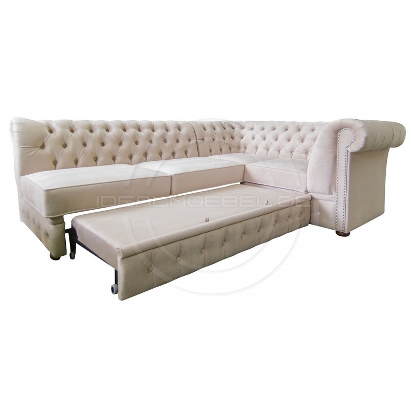 Chesterfield Ecksofa Normal Relax ohne Armlehne 260x200 mit Schlaffunktion, Samt