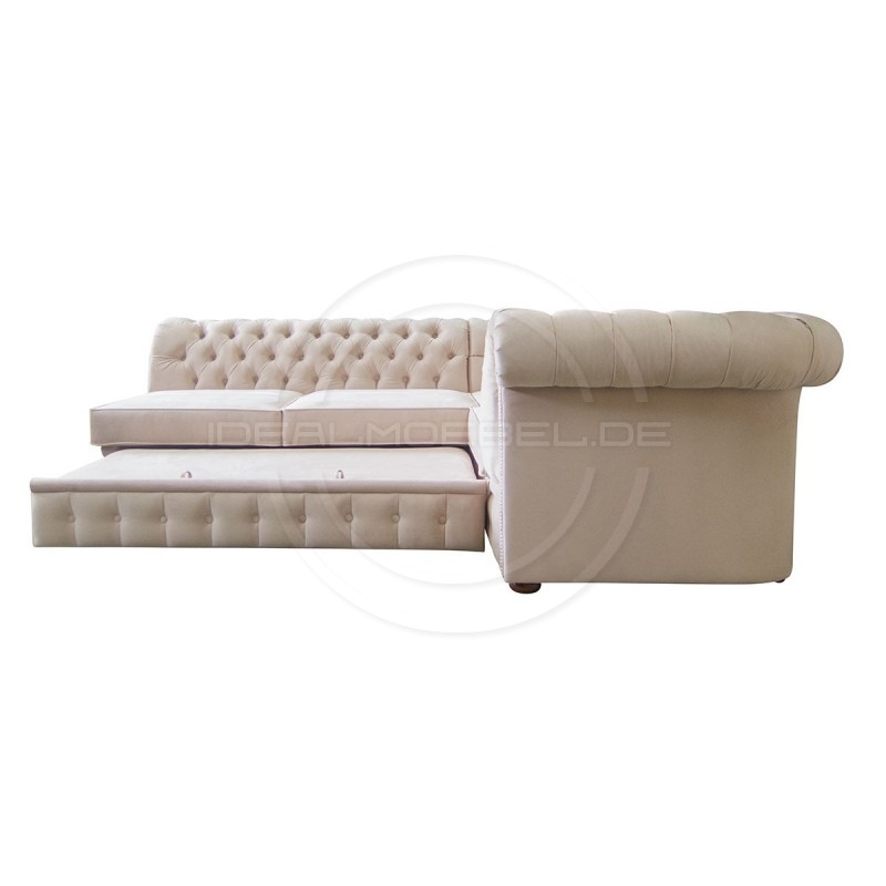 Chesterfield Ecksofa Normal Relax ohne Armlehne 260x200 mit Schlaffunktion, Samt