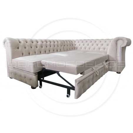 Chesterfield Ecksofa Normal Relax ohne Armlehne 260x200 mit Schlaffunktion, Samt