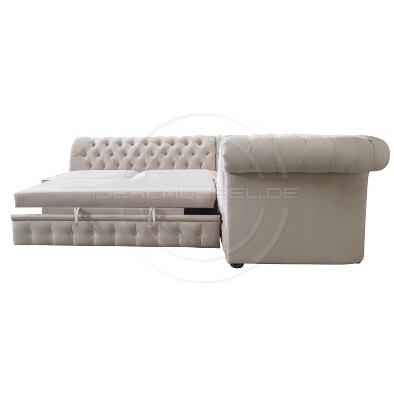 Chesterfield Ecksofa Normal Relax ohne Armlehne 260x200 mit Schlaffunktion, Samt