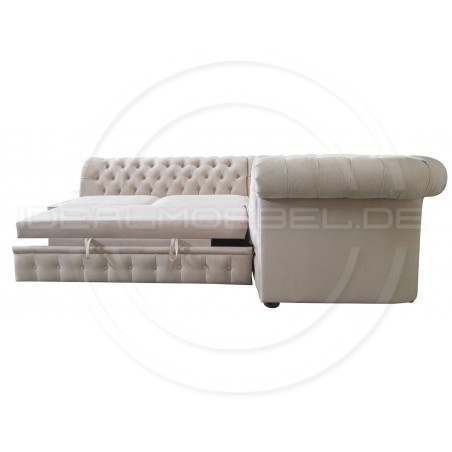 Chesterfield Ecksofa Normal Relax ohne Armlehne 260x200 mit Schlaffunktion, Samt