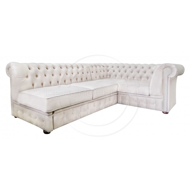 Chesterfield Ecksofa Normal Relax ohne Armlehne 260x200 mit Schlaffunktion, Samt