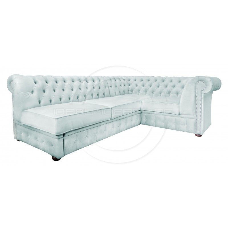 Chesterfield Ecksofa Normal Relax ohne Armlehne 260x200 mit Schlaffunktion, Samt