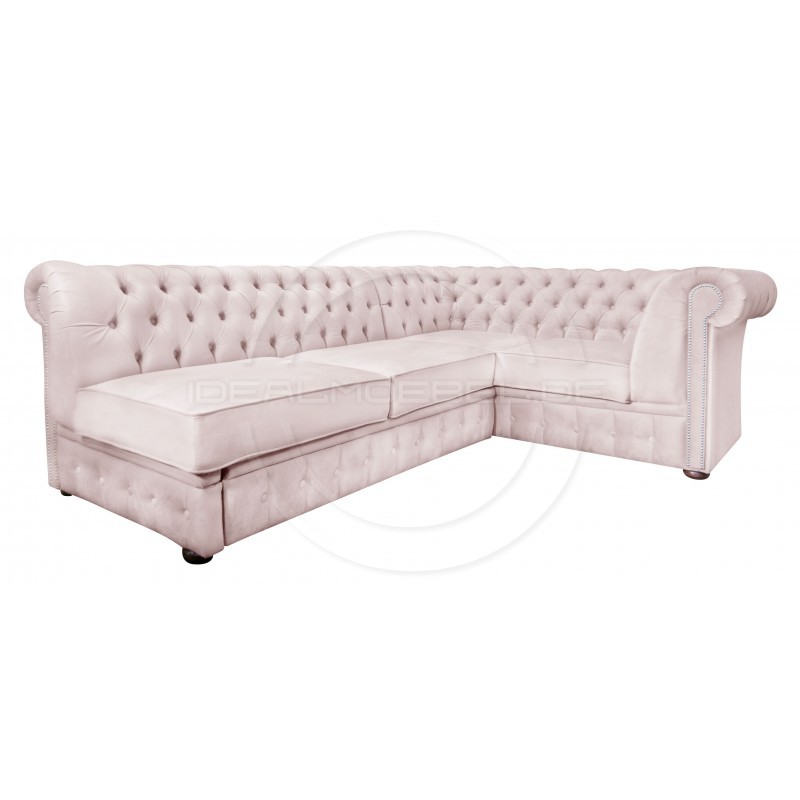 Chesterfield Ecksofa Normal Relax ohne Armlehne 260x200 mit Schlaffunktion, Samt
