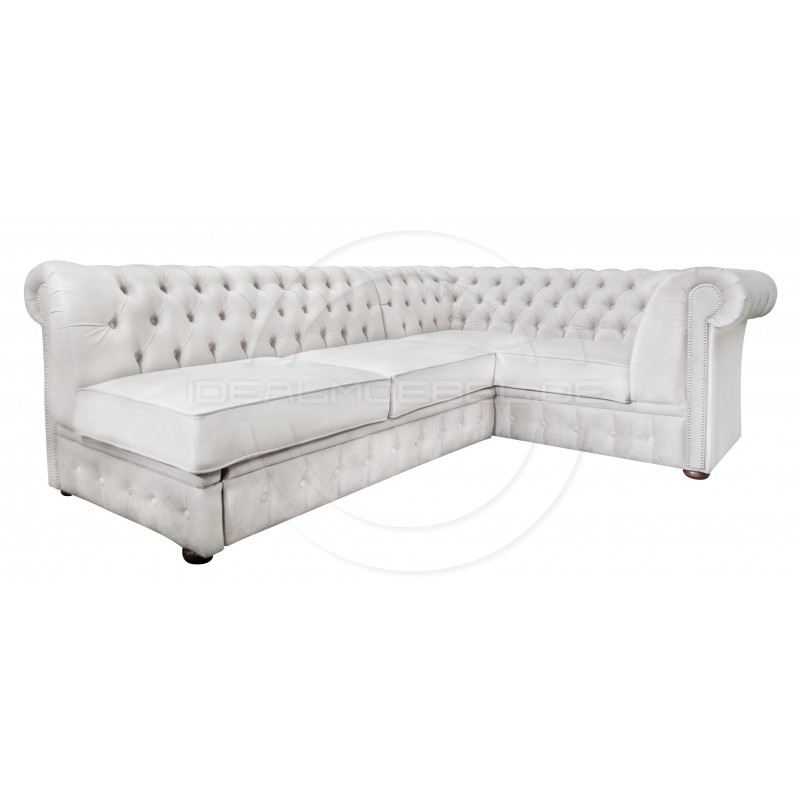 Chesterfield Ecksofa Normal Relax ohne Armlehne 260x200 mit Schlaffunktion, Samt