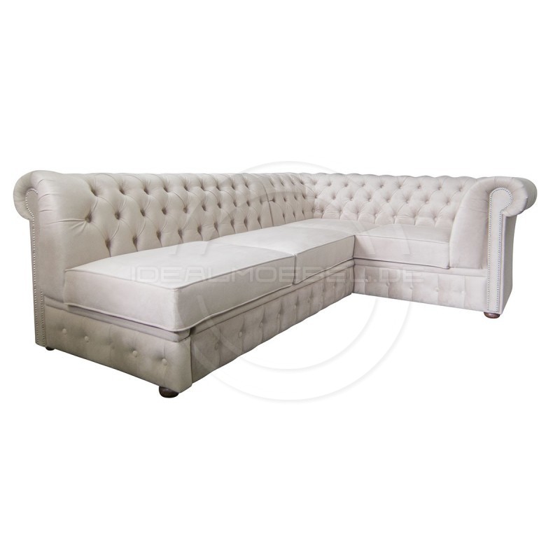 Chesterfield Ecksofa Normal Relax ohne Armlehne 260x200 mit Schlaffunktion, Samt