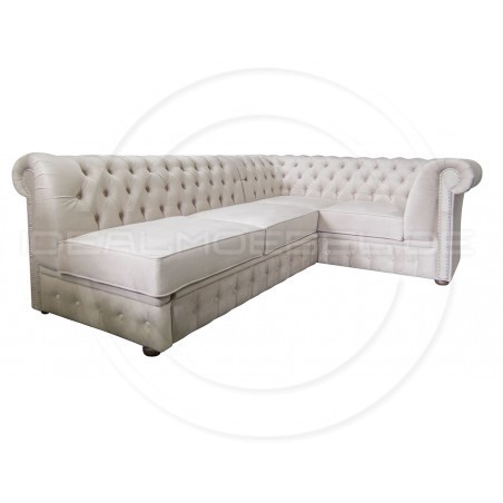 Chesterfield Ecksofa Normal Relax ohne Armlehne 260x200 mit Schlaffunktion, Samt