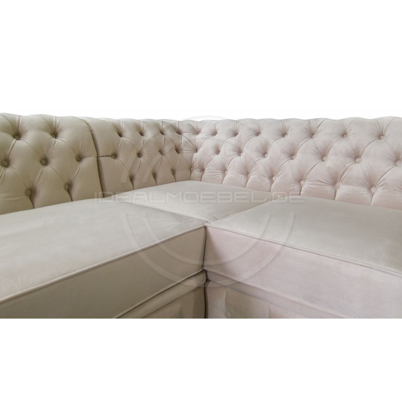 Chesterfield Ecksofa Normal Relax ohne Armlehne 260x200 mit Schlaffunktion, Samt