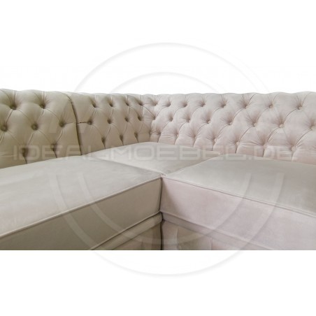 Chesterfield Ecksofa Normal Relax ohne Armlehne 260x200 mit Schlaffunktion, Samt
