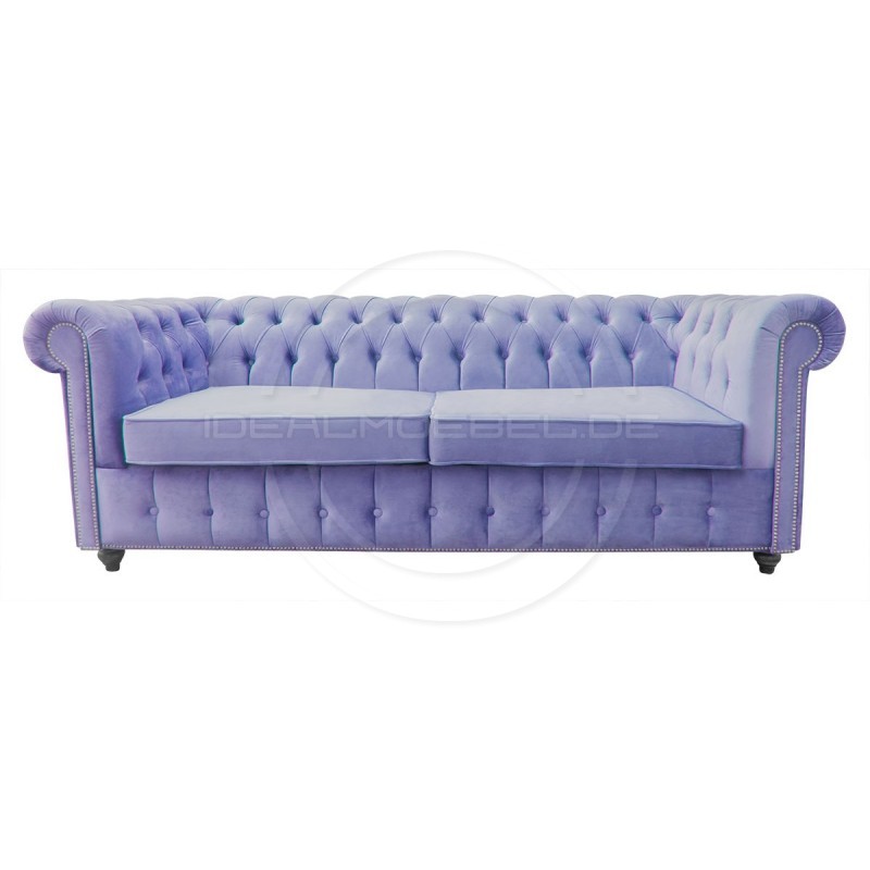 Chesterfield Sofa Canon mit alltagstauglicher Schlaffunktion,  Samt 3-Sitzer
