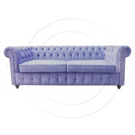 Chesterfield Sofa Canon mit alltagstauglicher Schlaffunktion,  Samt 3-Sitzer