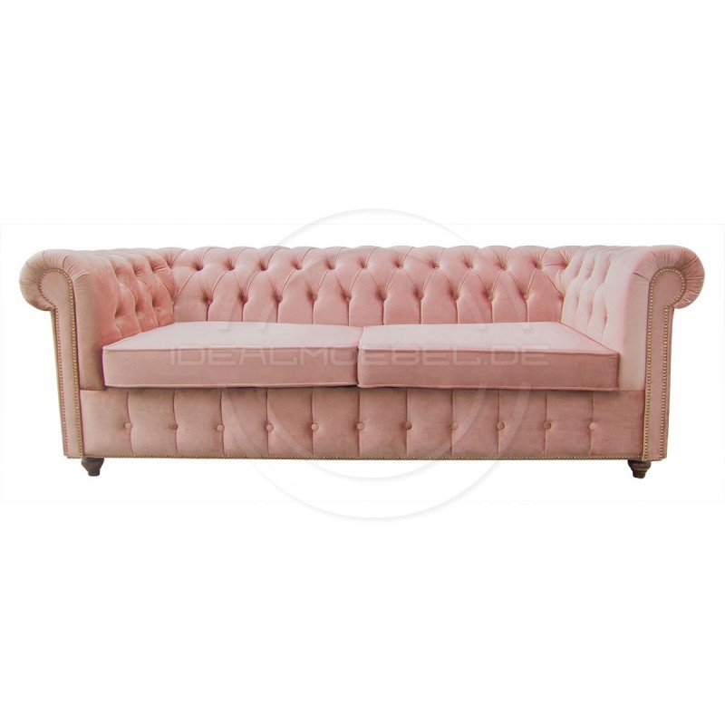 Chesterfield Sofa Canon mit alltagstauglicher Schlaffunktion,  Samt 3-Sitzer