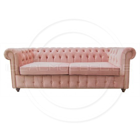 Chesterfield Sofa Canon mit alltagstauglicher Schlaffunktion,  Samt 3-Sitzer