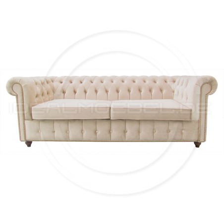 Chesterfield Sofa Canon mit alltagstauglicher Schlaffunktion,  Samt 3-Sitzer
