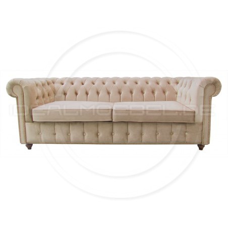 Chesterfield Sofa Canon mit alltagstauglicher Schlaffunktion,  Samt 3-Sitzer
