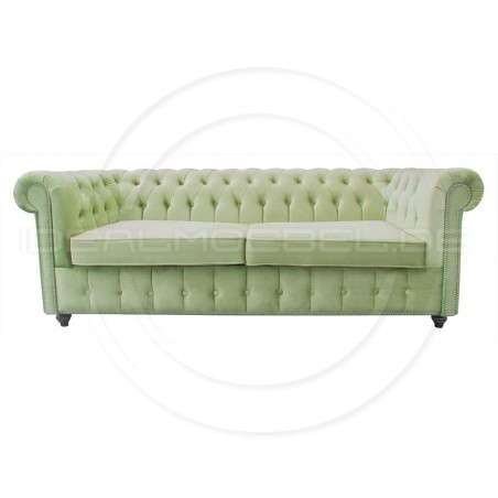 Chesterfield Sofa Canon mit alltagstauglicher Schlaffunktion,  Samt 3-Sitzer
