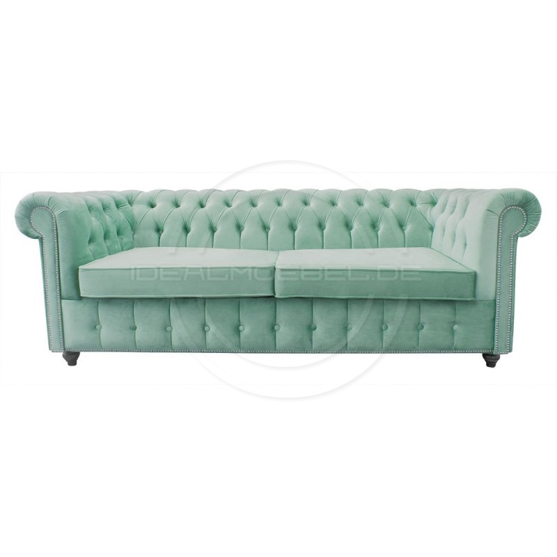 Chesterfield Sofa Canon mit alltagstauglicher Schlaffunktion,  Samt 3-Sitzer