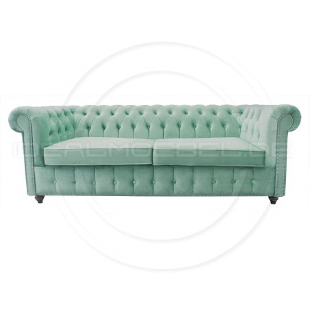 Chesterfield Sofa Canon mit alltagstauglicher Schlaffunktion,  Samt 3-Sitzer
