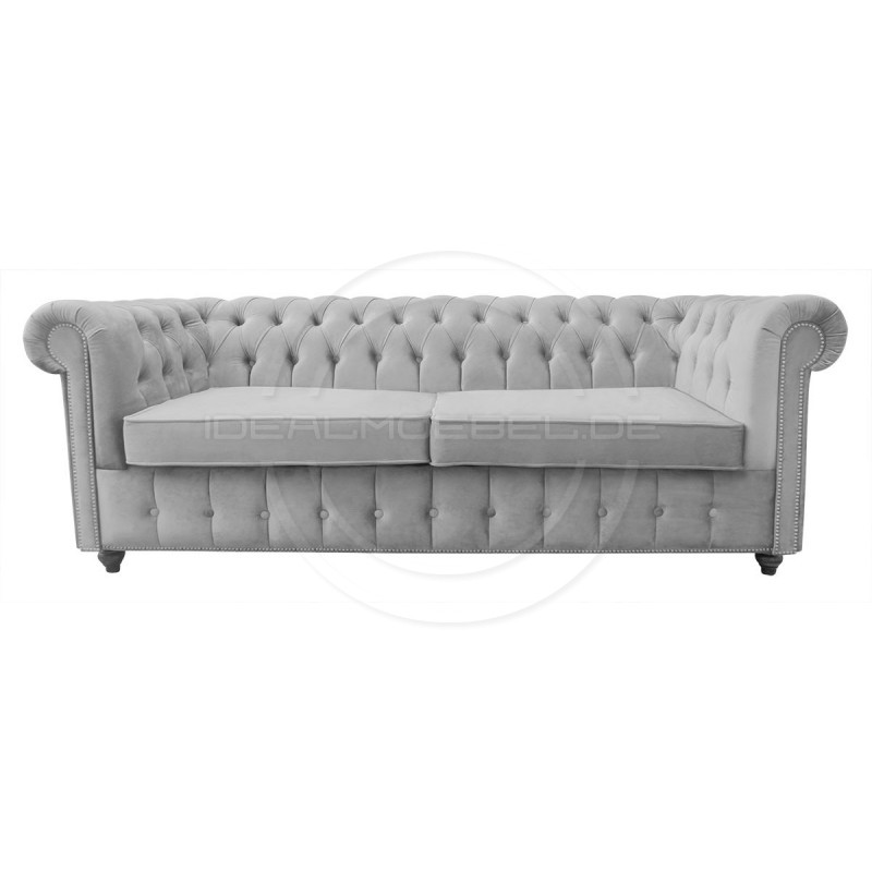 Chesterfield Sofa Canon mit alltagstauglicher Schlaffunktion,  Samt 3-Sitzer