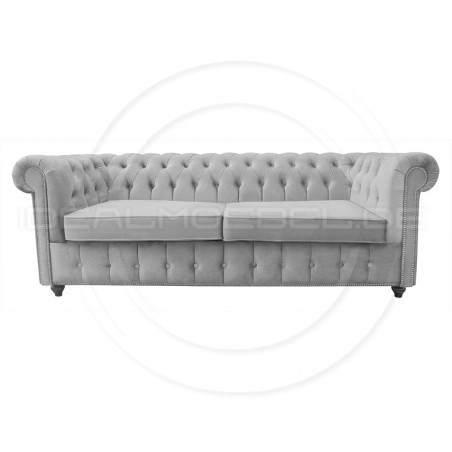 Chesterfield Sofa Canon mit alltagstauglicher Schlaffunktion,  Samt 3-Sitzer