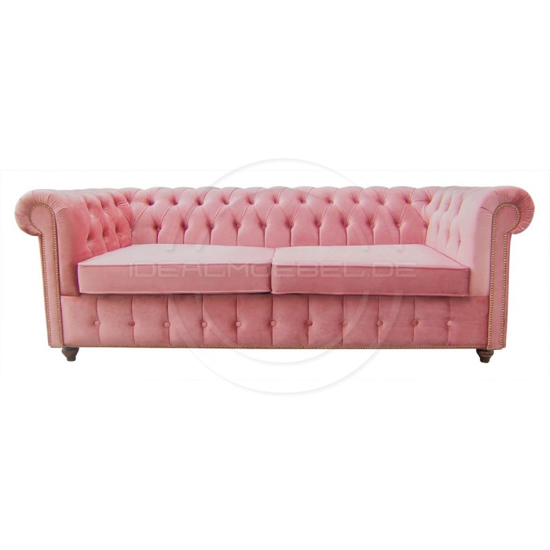 Chesterfield Sofa Canon mit alltagstauglicher Schlaffunktion,  Samt 3-Sitzer