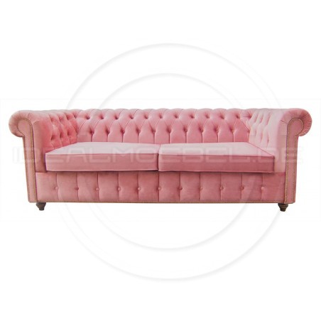 Chesterfield Sofa Canon mit alltagstauglicher Schlaffunktion,  Samt 3-Sitzer