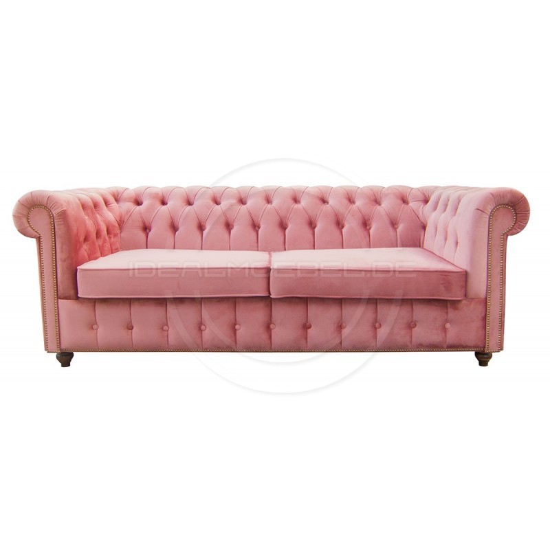 Chesterfield Sofa Canon mit alltagstauglicher Schlaffunktion,  Samt 3-Sitzer