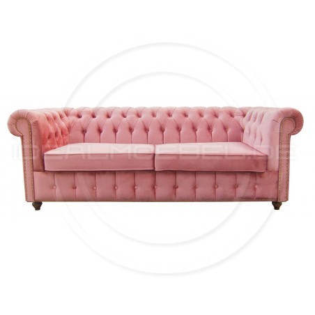 Chesterfield Sofa Canon mit alltagstauglicher Schlaffunktion,  Samt 3-Sitzer