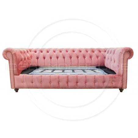 Chesterfield Sofa Canon mit alltagstauglicher Schlaffunktion,  Samt 3-Sitzer