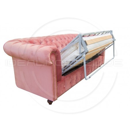 Chesterfield Sofa Canon mit alltagstauglicher Schlaffunktion,  Samt 3-Sitzer