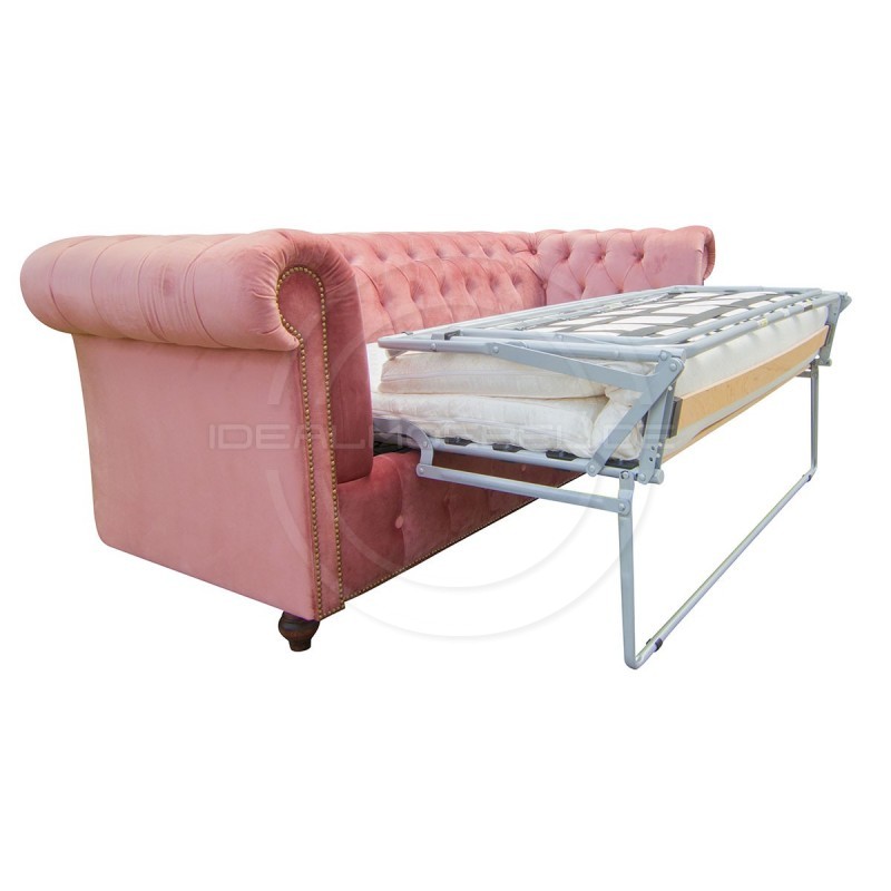 Chesterfield Sofa Canon mit alltagstauglicher Schlaffunktion,  Samt 3-Sitzer