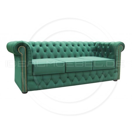 Chesterfield Sofa Normal mit alltagstauglicher Schlaffunktion, Samt, 3-Sitzer
