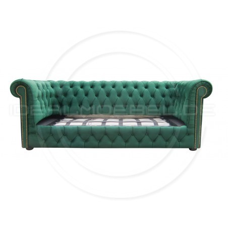 Chesterfield Sofa Normal mit alltagstauglicher Schlaffunktion, Samt, 3-Sitzer