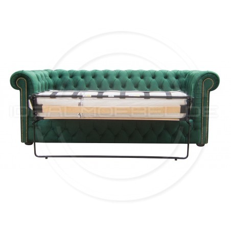 Chesterfield Sofa Normal mit alltagstauglicher Schlaffunktion, Samt, 3-Sitzer