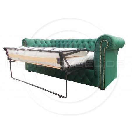 Chesterfield Sofa Normal mit alltagstauglicher Schlaffunktion, Samt, 3-Sitzer