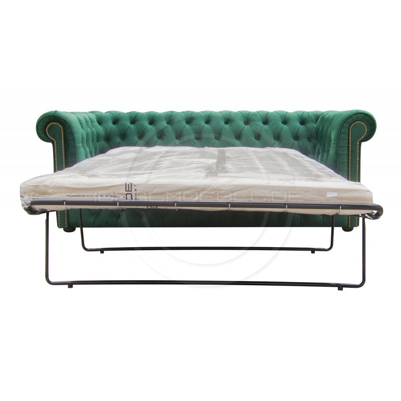 Chesterfield Sofa Normal mit alltagstauglicher Schlaffunktion, Samt, 3-Sitzer