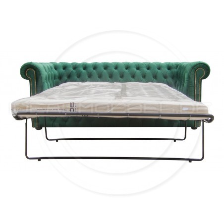 Chesterfield Sofa Normal mit alltagstauglicher Schlaffunktion, Samt, 3-Sitzer