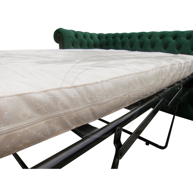 Chesterfield Sofa Normal mit alltagstauglicher Schlaffunktion, Samt, 3-Sitzer