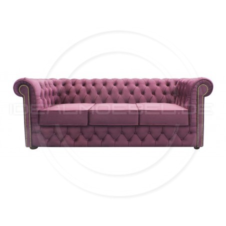 Chesterfield Sofa Normal mit alltagstauglicher Schlaffunktion, Samt, 3-Sitzer