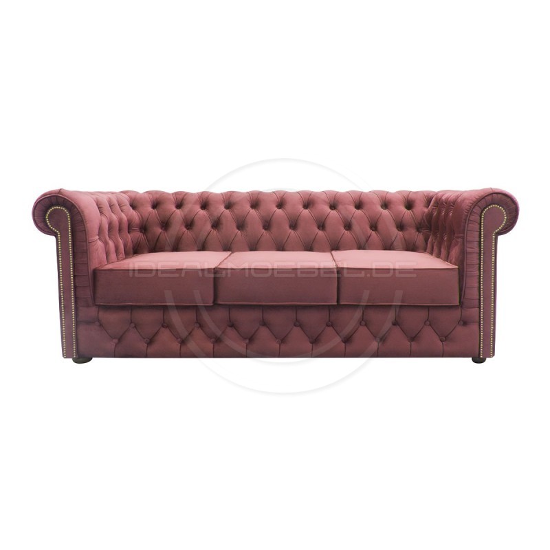 Chesterfield Sofa Normal mit alltagstauglicher Schlaffunktion, Samt, 3-Sitzer
