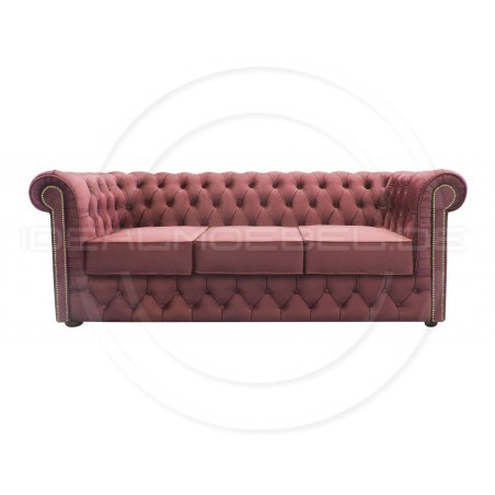 Chesterfield Sofa Normal mit alltagstauglicher Schlaffunktion, Samt, 3-Sitzer