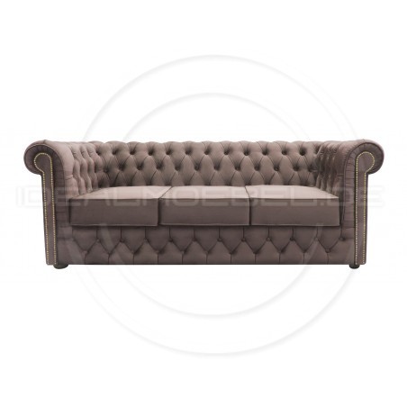 Chesterfield Sofa Normal mit alltagstauglicher Schlaffunktion, Samt, 3-Sitzer