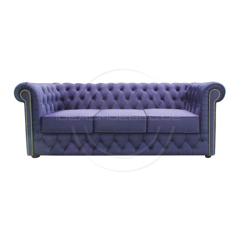 Chesterfield Sofa Normal mit alltagstauglicher Schlaffunktion, Samt, 3-Sitzer