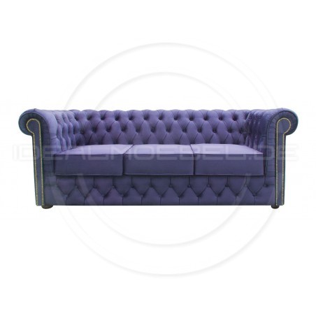 Chesterfield Sofa Normal mit alltagstauglicher Schlaffunktion, Samt, 3-Sitzer