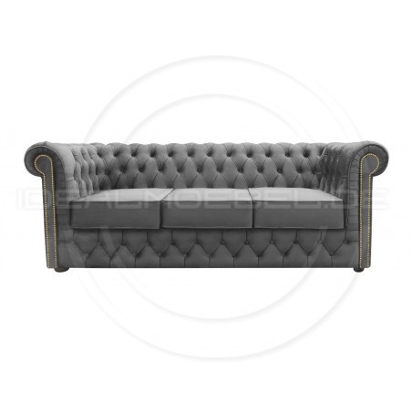 Chesterfield Sofa Normal mit alltagstauglicher Schlaffunktion, Samt, 3-Sitzer